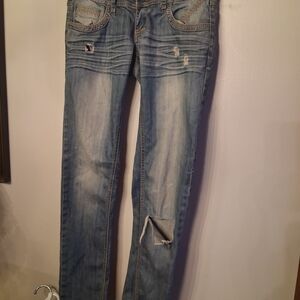 1st Kiss Light Blue Distressed Skinny Jeans